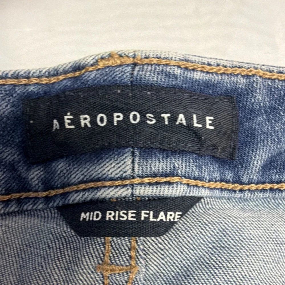 Aéropostale Mid Rise Flare Light‎ Blue Denim Jeans Stretch 5-Pocket